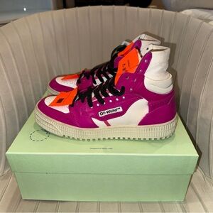 Off-White Pink and White Sneakers with Tag